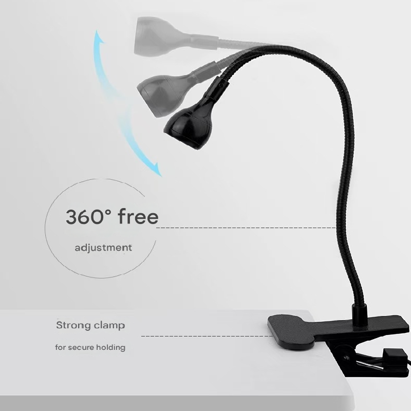 Pink 3W UV LED Gel Nail Curing Lamp Clip On Flexible Gooseneck Light 4 Brightness Levels for Gel Polish and Resin Curing