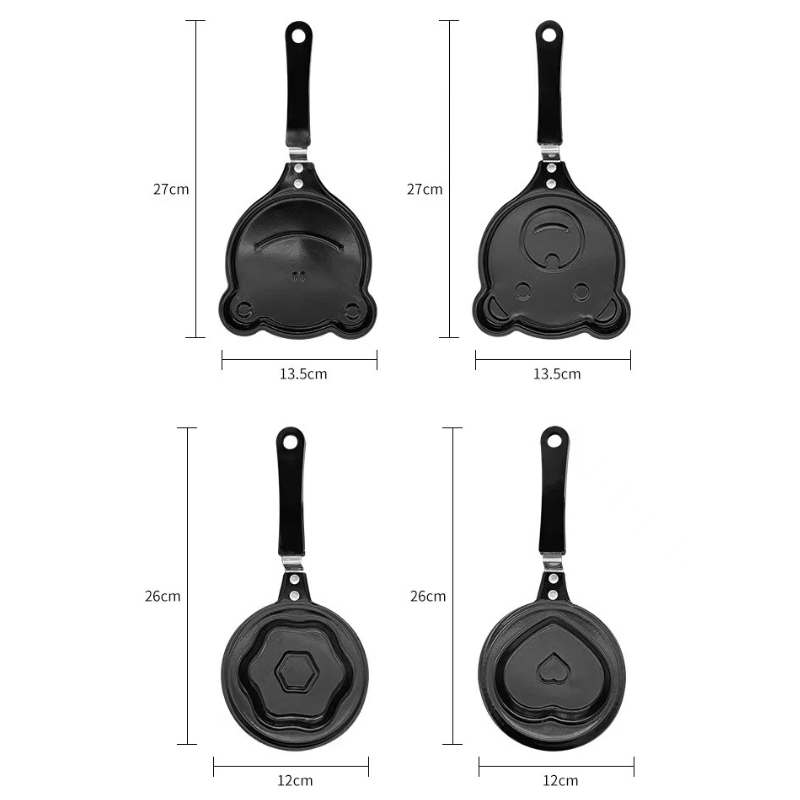3-PCS Mini Non-Stick Egg Frying Pan Cartoon Shaped Omelette Cooker Mould for Breakfast Pancakes and Creative Cooking(Five-pointed star + heart + plum blossom)