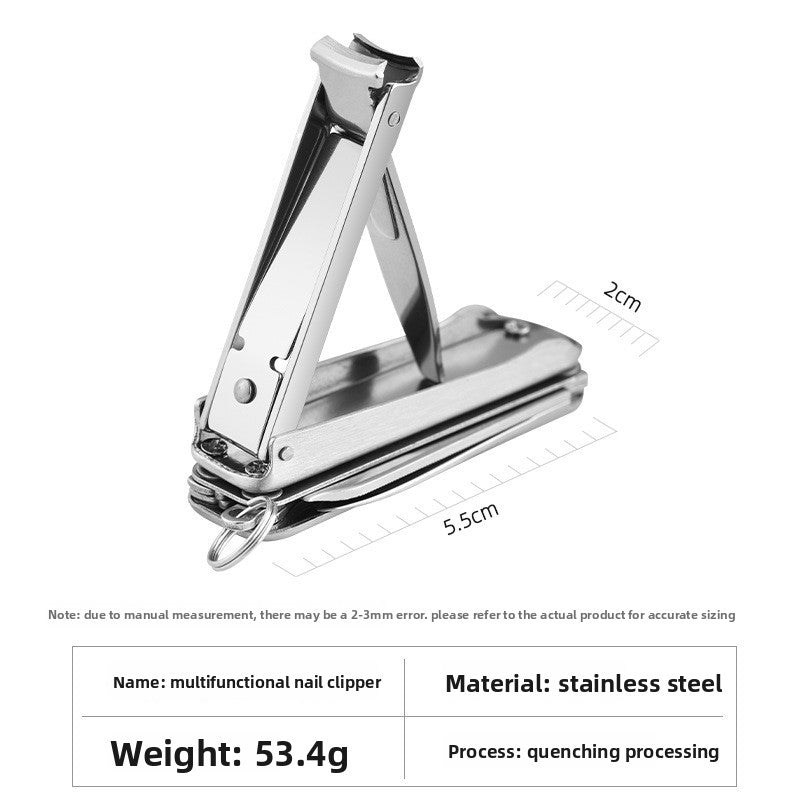 2-PCS Red 5-in-1 Foldable Stainless Steel Nail Clipper Multitool Keychain with Knife Scissors and File Portable Pocket Manicure Set