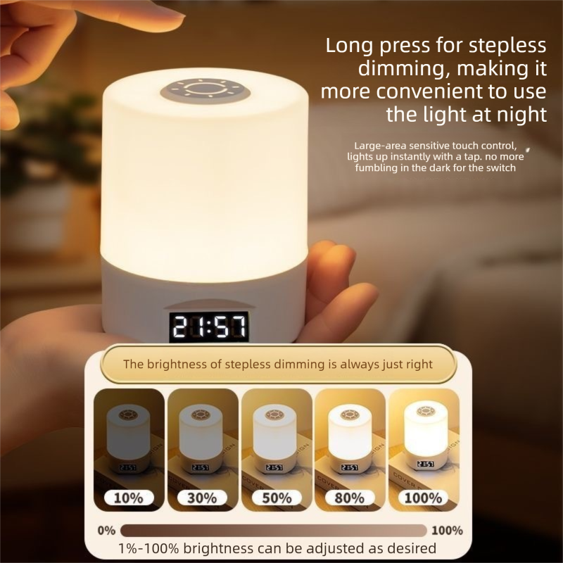 White Rechargeable LED Night Light with Remote Control Digital Clock Display 3 Color Modes Stepless Dimming Bedside Lamp for Nursing Camping Australia