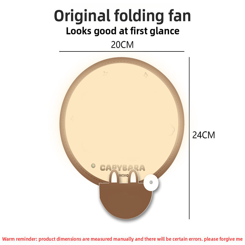 5 Pack Blue Seaside Bear Cute Cartoon Folding Hand Fans Portable Mini Circular Fans 20x24cm for Aussie Summer Outdoor Travel with Matching Storage Pouches for Kids and Adults