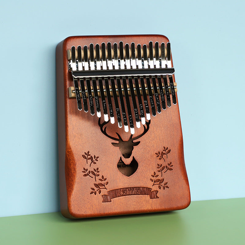 Retro forest deer 17 Key Kalimba Thumb Piano Solid Wood Portable Finger Piano for Beginners and Music Lovers Includes Tuning Kit and Bag for Australian Lifestyle(Hand care style)