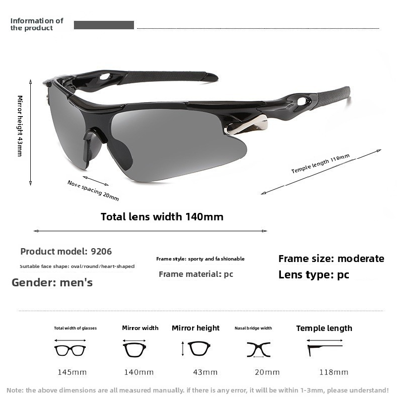 2-PCS Bright black-framed night vision Men's Sports Cycling Sunglasses Windproof PC Frame Wrap Around Design for Riding Fishing Running Reliable Outdoor Protection Australian Style