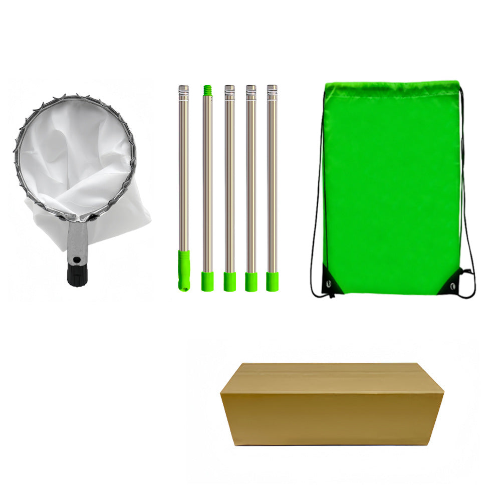 Green Telescopic Fruit Picker Tool with Stainless Steel Extension Pole Carbon Steel Head and Large Bag for Apples Peaches Oranges Australian Home Orchards(2.0m)