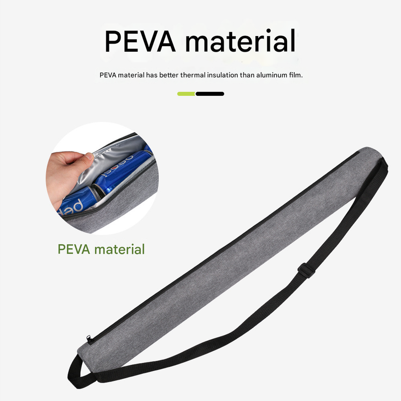 Black Insulated Golf Beer Cooler Bag Cylindrical Tube Design with PEVA Lining 25cm Portable Crossbody Shoulder Strap for Australian Golf and BBQs