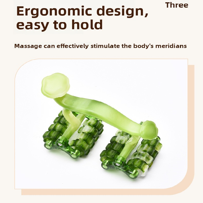 2-Pcs Green Manual Roller Massager Handheld Full Body Relaxation Tool for Back Waist Legs Moon Car Design Ergonomic Deep Tissue Massage for Australian Homes