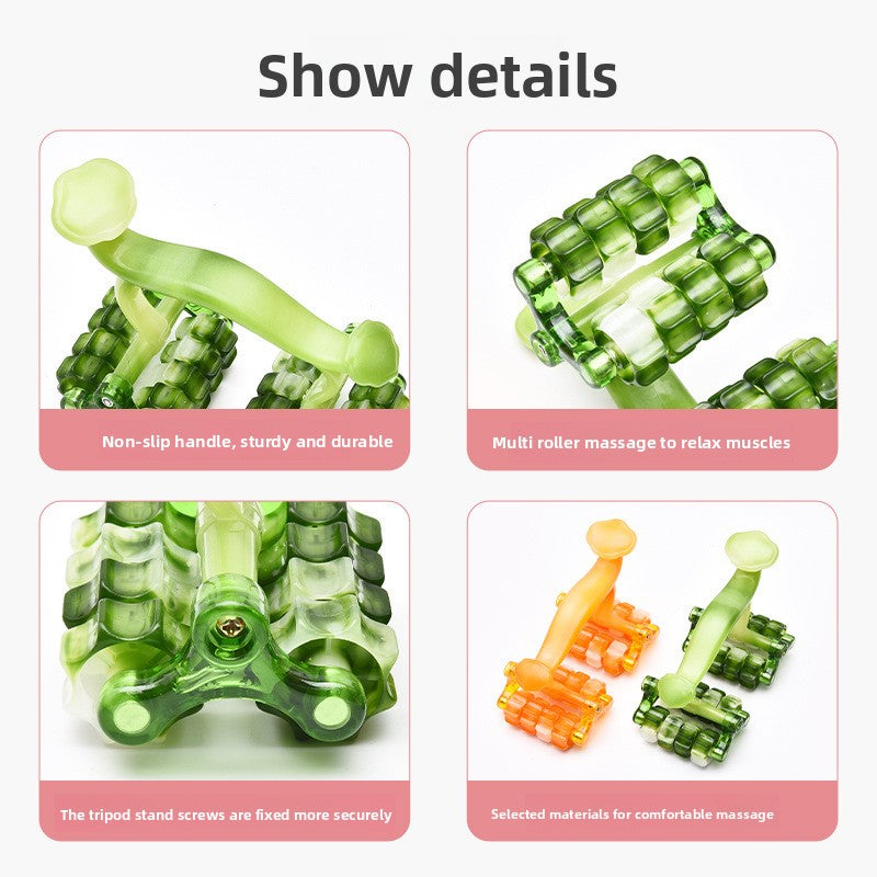 2-Pcs Green Manual Roller Massager Handheld Full Body Relaxation Tool for Back Waist Legs Moon Car Design Ergonomic Deep Tissue Massage for Australian Homes