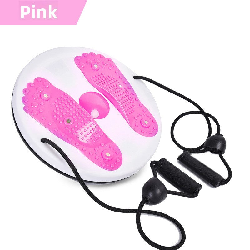 Pink Magnetic Waist Twisting Disc with Resistance Bands Portable Fitness Board for Home Office Core Training 27.5cm Large Diameter