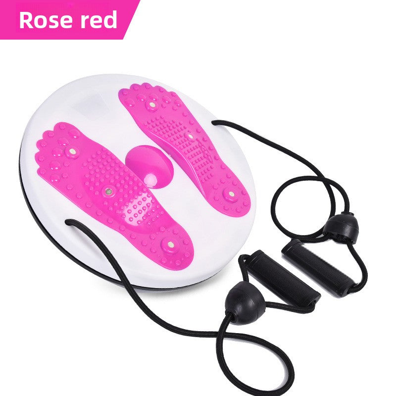 Rose red Magnetic Waist Twisting Disc with Resistance Bands Portable Fitness Board for Home Office Core Training 27.5cm Large Diameter