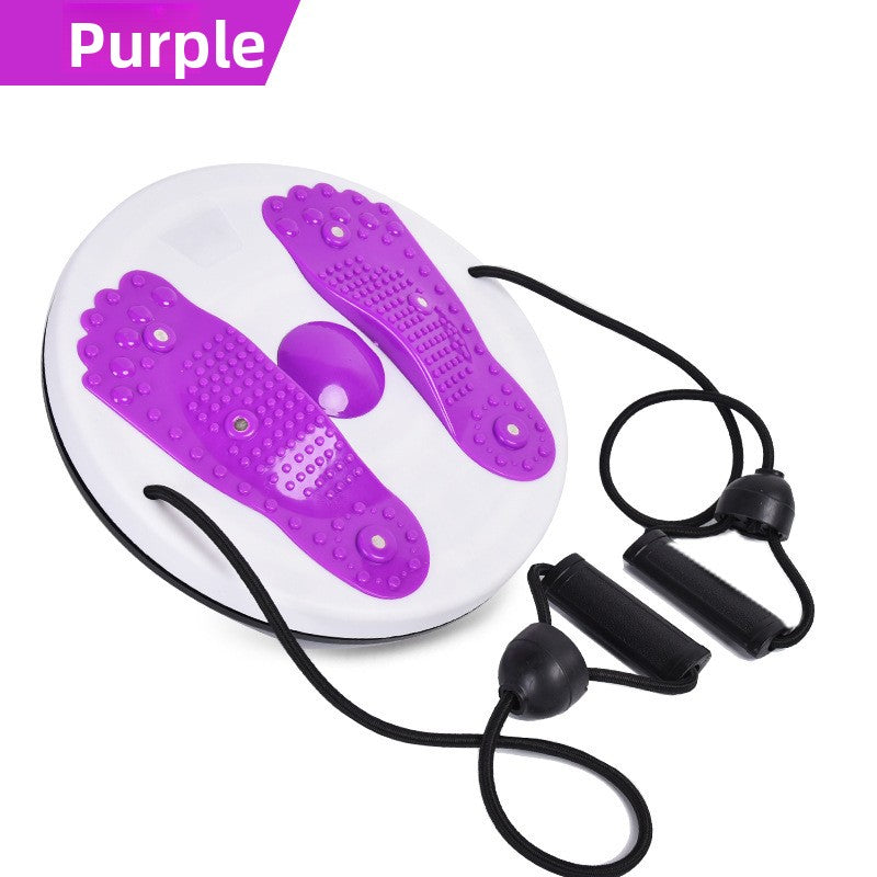 Purple Magnetic Waist Twisting Disc with Resistance Bands Portable Fitness Board for Home Office Core Training 27.5cm Large Diameter