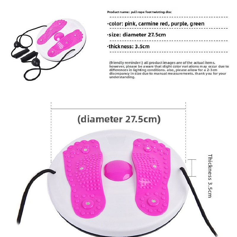 Purple Magnetic Waist Twisting Disc with Resistance Bands Portable Fitness Board for Home Office Core Training 27.5cm Large Diameter