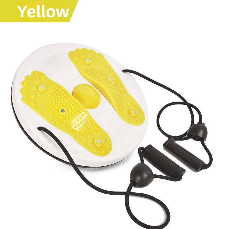 Yellow Magnetic Waist Twisting Disc with Resistance Bands Portable Fitness Board for Home Office Core Training 27.5cm Large Diameter