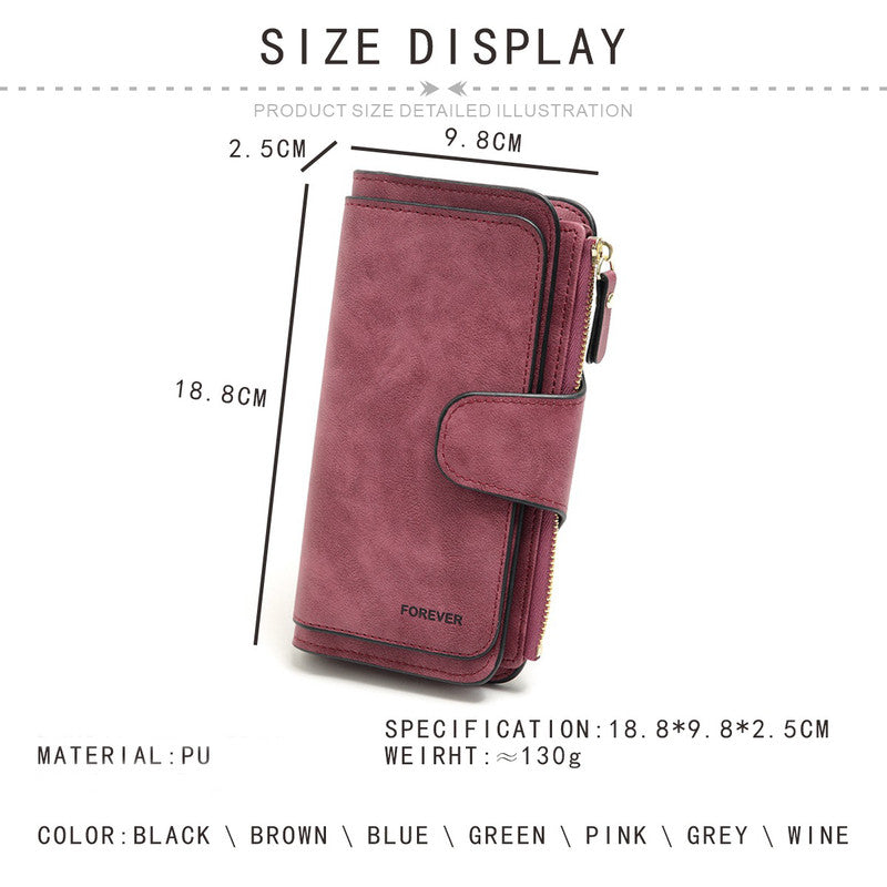 Black Large Capacity Long Wallet Frosted PU Leather Clutch Bag with 14 Card Slots and Zipper Compartment fits Smartphone for Everyday Use Australia