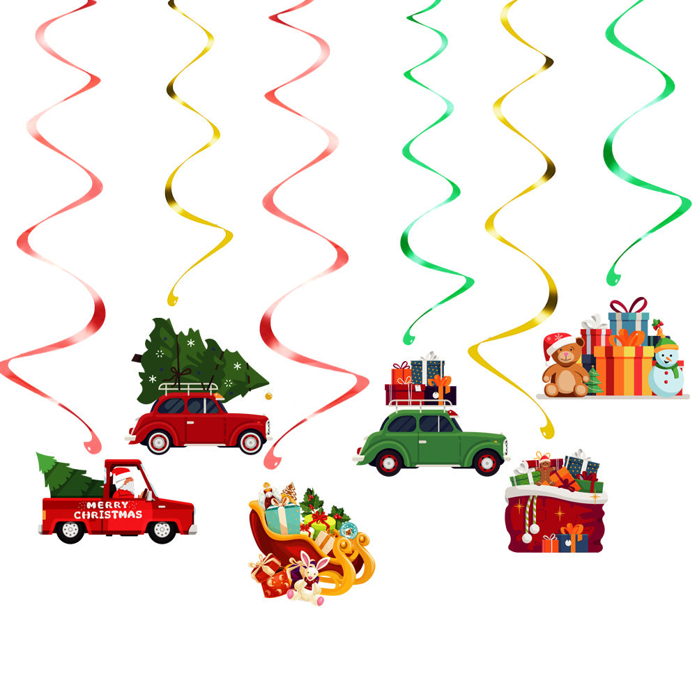 10 PCS Festive Christmas Car &amp; Sleigh Hanging Swirl Decorations - Single 18x15cm for Australian Homes