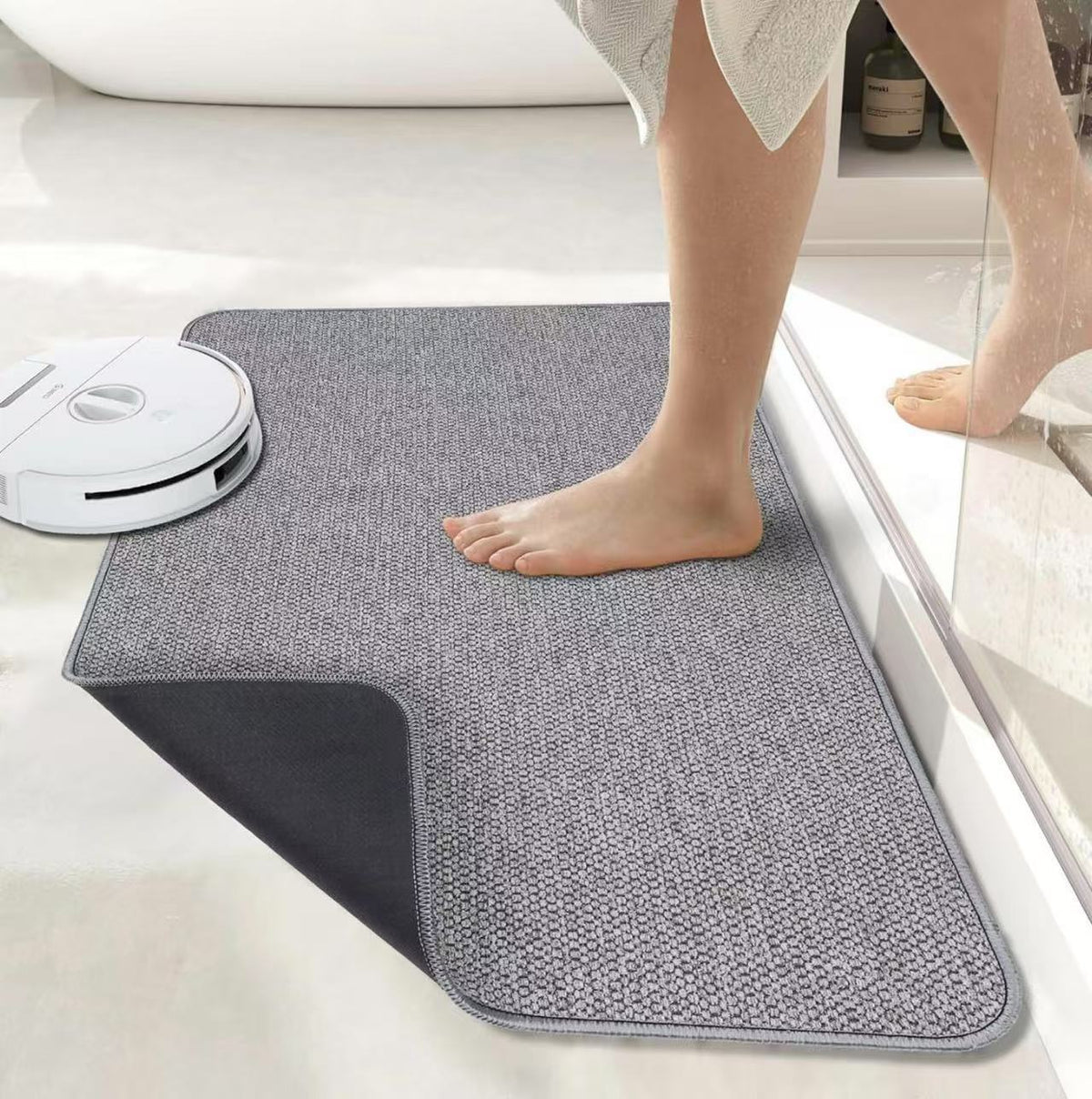 Gray Super Absorbent Diatomite Quick Dry Bath Mat 60x120cm - Non-Slip Rubber Backing for Australian Bathroom &amp; Entryway