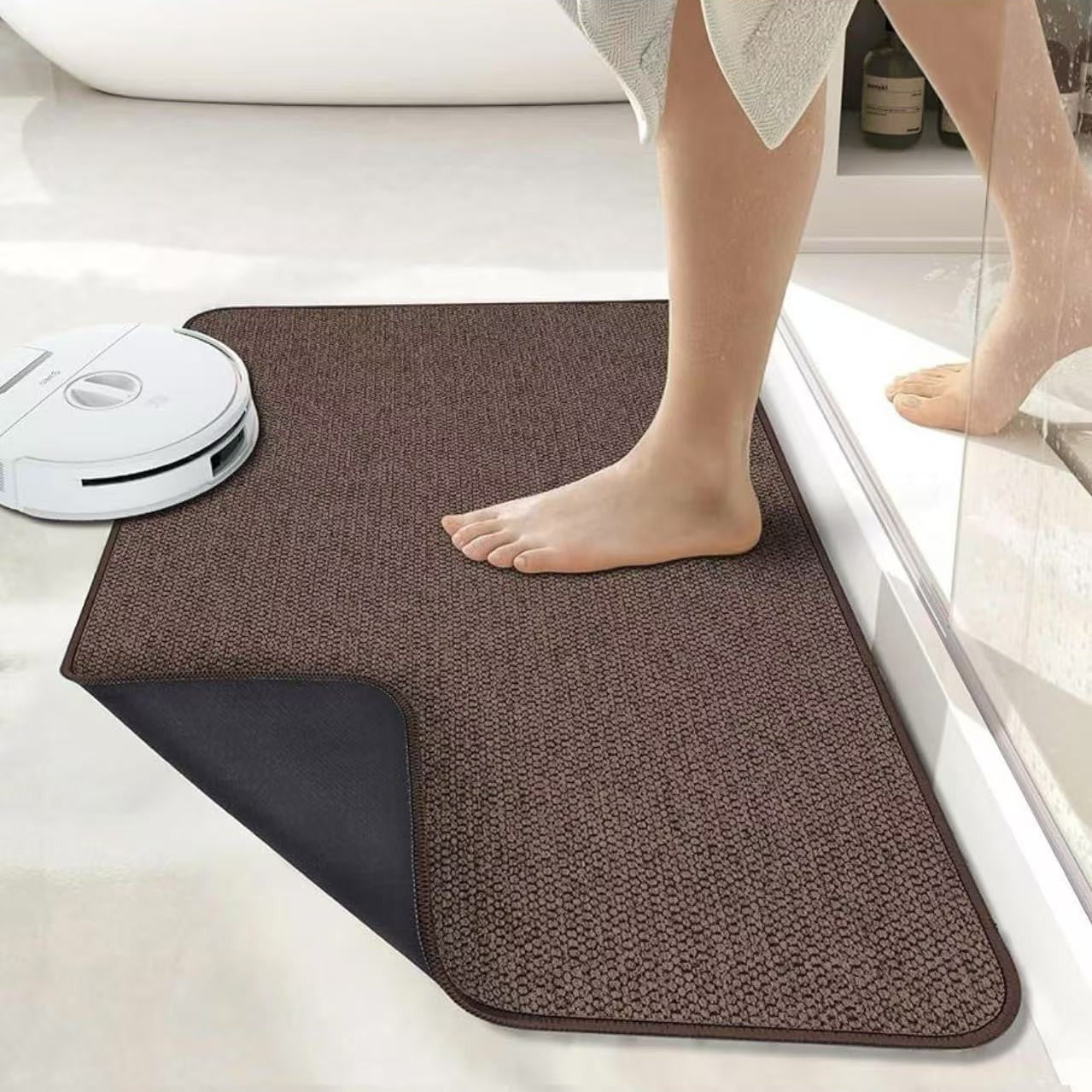 Brown Super Absorbent Diatomite Quick Dry Bath Mat 60x120cm - Non-Slip Rubber Backing for Australian Bathroom & Entryway