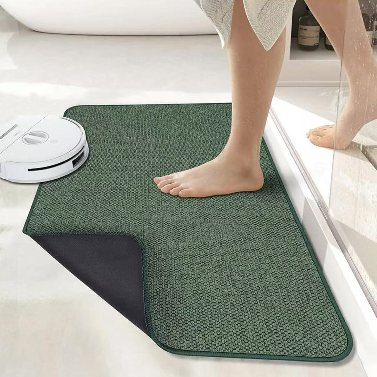 Green Super Absorbent Diatomite Quick Dry Bath Mat 60x120cm - Non-Slip Rubber Backing for Australian Bathroom & Entryway