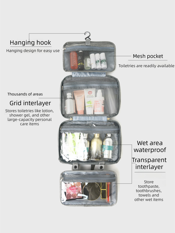 hanging travel toiletry bag australia Black Waterproof 4-Fold Hanging Toiletry Bag with Wet/Dry Separation f