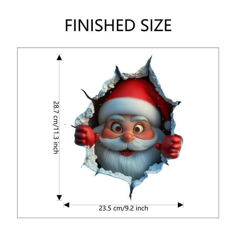 10 PCS Creative 3D Santa Claus Peeking Through Wall Christmas Wall Sticker for Australian Homes