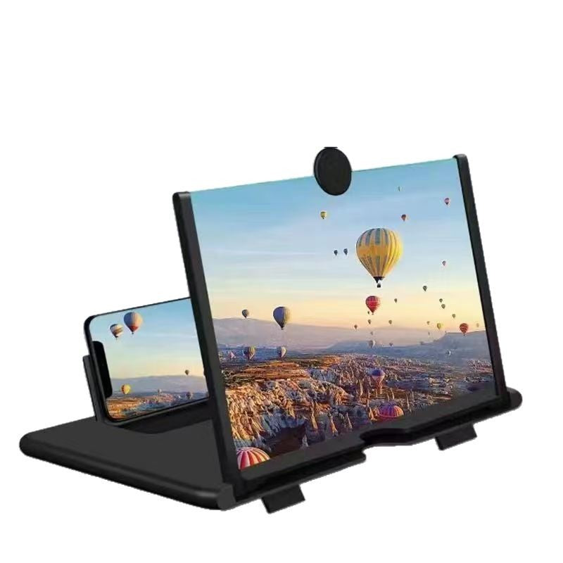 Black Portable 10-Inch Mobile Phone Screen Magnifier with Foldable Stand - 3D HD Video Amplifier for Movies &amp; Reading - Pull-Out Design Compatible with All Smartphones - Ideal for Home, Travel &amp; Camping