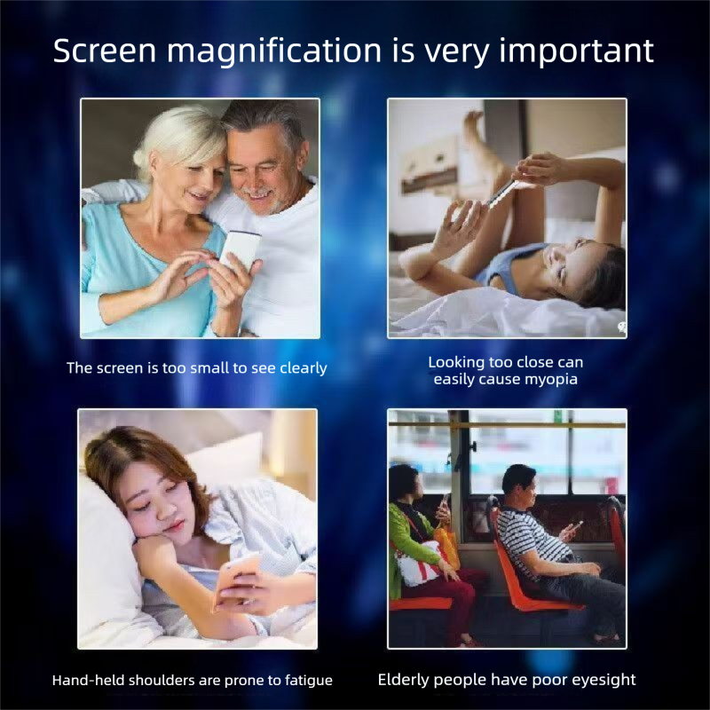 Black Portable 10-Inch Mobile Phone Screen Magnifier with Foldable Stand - 3D HD Video Amplifier for Movies & Reading - Pull-Out Design Compatible with All Smartphones - Ideal for Home, Travel & Camping