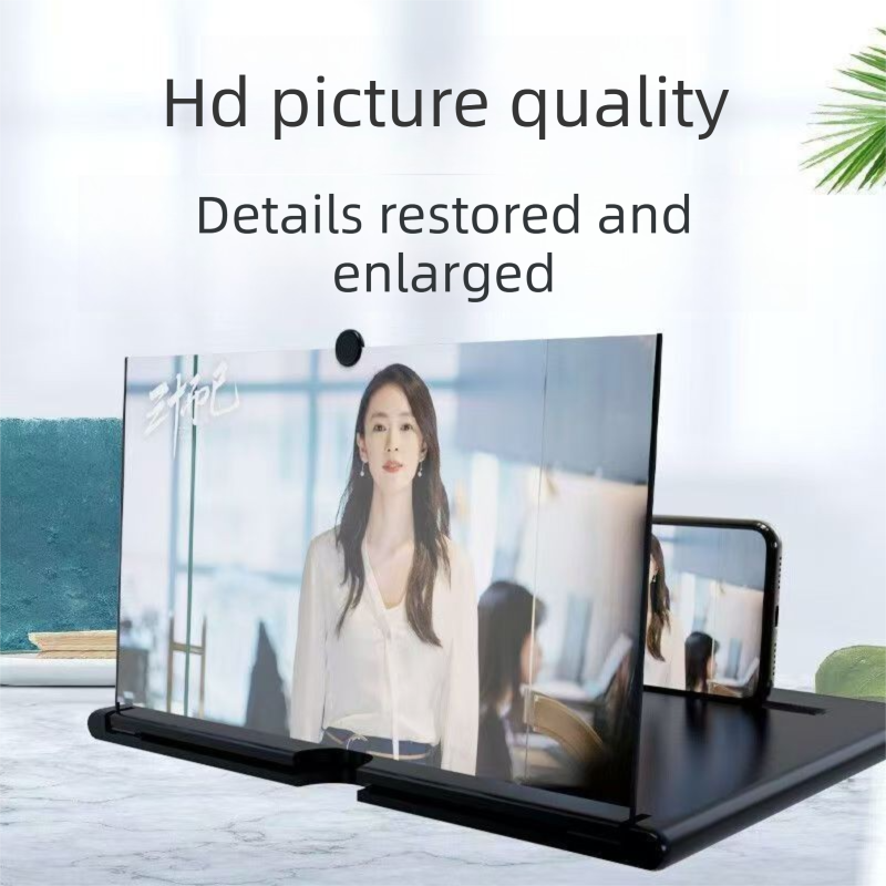 White Portable 10-Inch Mobile Phone Screen Magnifier with Foldable Stand - 3D HD Video Amplifier for Movies & Reading - Pull-Out Design Compatible with All Smartphones - Ideal for Home, Travel & Camping