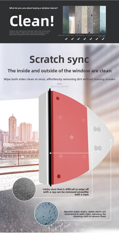 Magnetic Double Sided Window Cleaner with Water Tank 8-15mm Single Glazing Glass Wiper Tool High Rise Safety Rope