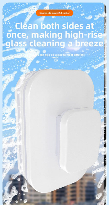 Magnetic Double Sided Window Cleaner for 15-26mm Double Glazed Glass High Rise Safety Wiper Tool White