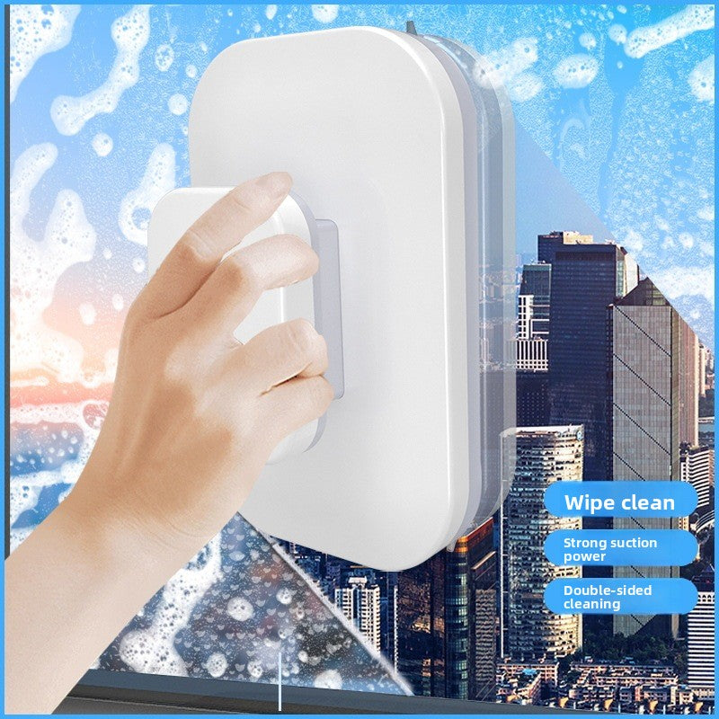 Magnetic Double Sided Window Cleaner for 20-35mm Double Glazed Glass High Rise Safety Wiper Tool White