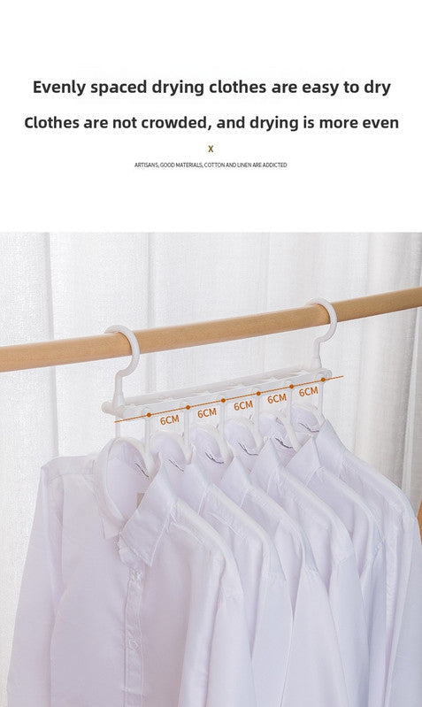 2-SET Space-Saving 6-in-1 Foldable Hanger Set Multi-Functional Closet Organizer Clothes Drying Rack with Pant Clips (White & White Clip Upgrade Edition) Ideal for Homes and Dorm Rooms