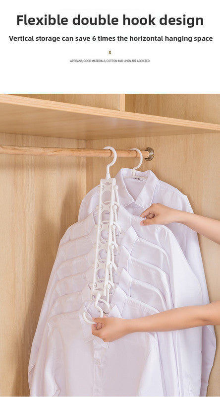 2-SET Space-Saving 6-in-1 Foldable Hanger Set Multi-Functional Closet Organizer Clothes Drying Rack with Pant Clips (Black & Black Clip Upgrade Edition) Ideal for Homes and Dorm Rooms