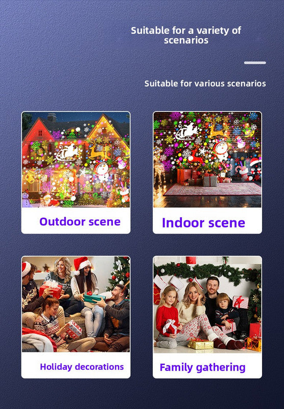 Black Christmas LED Projection Lights Portable USB Holiday Atmosphere Lights 360-Degree Rotating Base Ideal for Indoor Home Decor and Party Decorations Christmas Snowflake Patterns