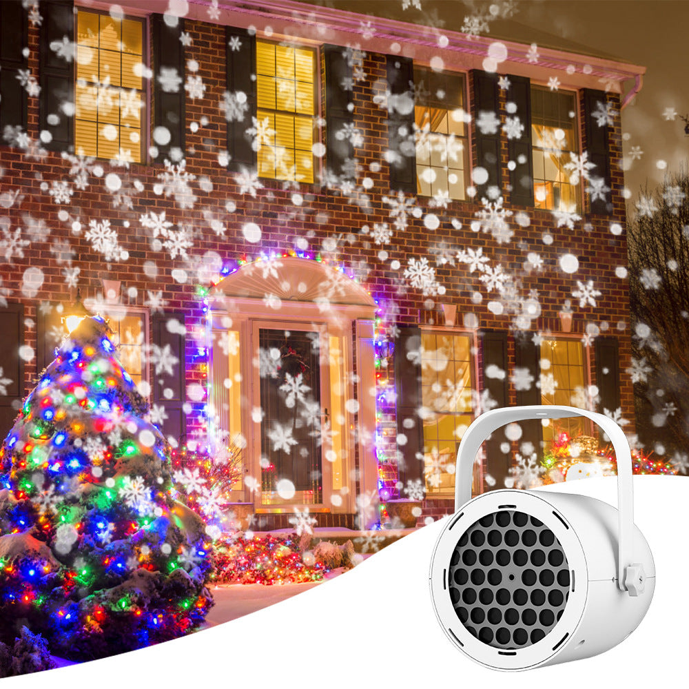 White Christmas LED Projection Lights Portable USB Holiday Atmosphere Lights 360-Degree Rotating Base Ideal for Indoor Home Decor and Party Decorations Christmas Snowflake Patterns