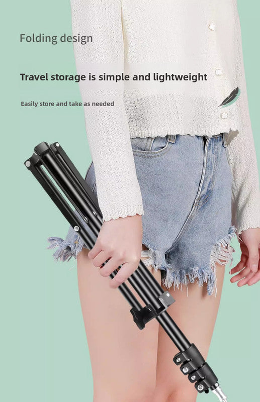 2.4m Black Tripod Stand with Phone Holder Adjustable Floor Stand for Live Streaming Vlogging Overhead Video Recording Makeup Kit with Carry Bag