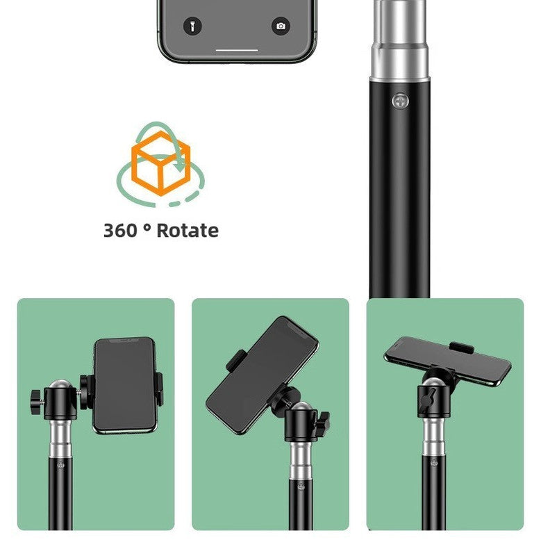 2.4m Black Tripod Stand with Phone Holder Adjustable Floor Stand for Live Streaming Vlogging Overhead Video Recording Makeup Kit with Carry Bag