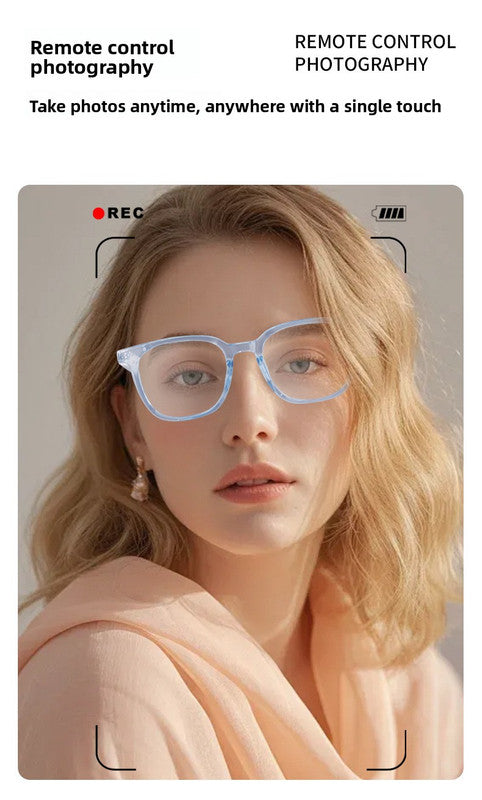 White Smart Audio Glasses with Photochromic Anti-Blue Light Lenses Open-Ear Bluetooth 5.4 Headset Hands-Free Calling & Music