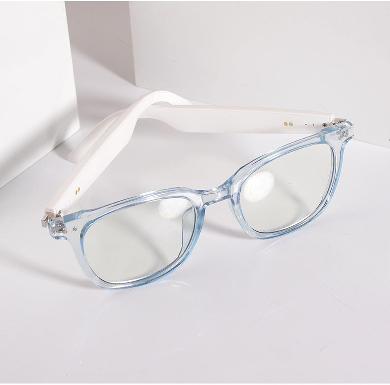 Blue Smart Audio Glasses with Photochromic Anti-Blue Light Lenses Open-Ear Bluetooth 5.4 Headset Hands-Free Calling & Music
