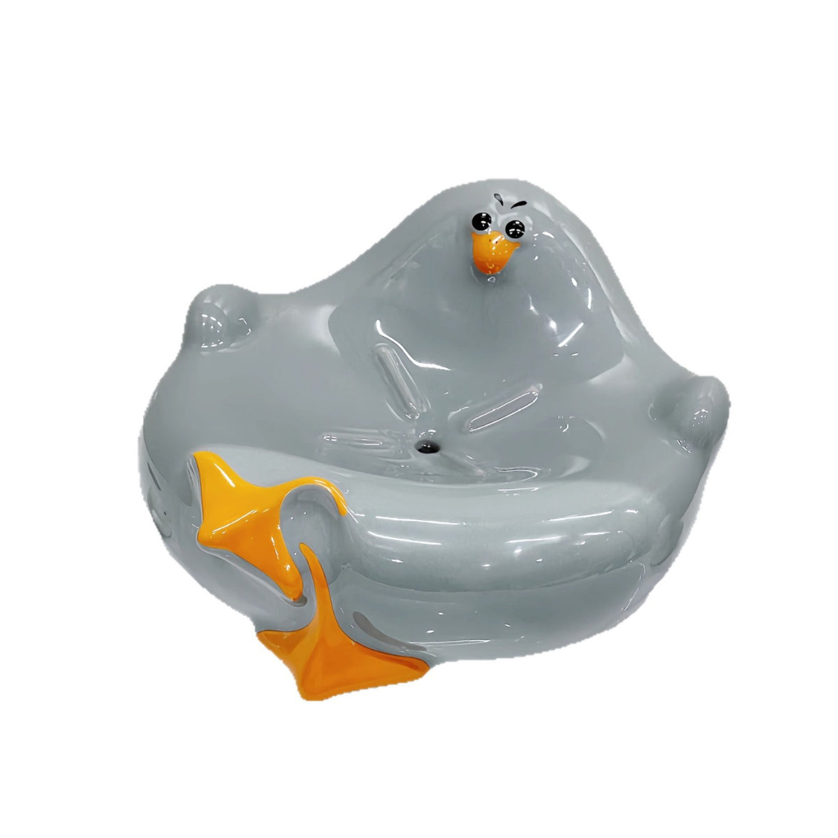 Grey Ceramic Seagull Soap Dish with Drainage Cute Cartoon Animal Soap Bar Holder for Bathroom Kitchen Sink Novelty Home Decor