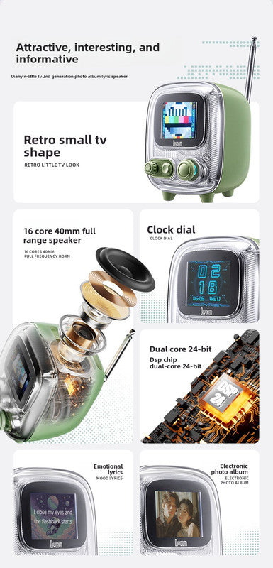 White Retro Pixel Art Bluetooth Speaker Smart Desktop Audio with LED Display DIY Animation Alarm Clock and Mini Games