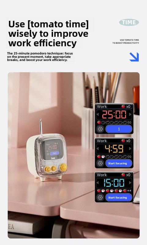 Pink Retro Pixel Art Bluetooth Speaker Smart Desktop Audio with LED Display DIY Animation Alarm Clock and Mini Games