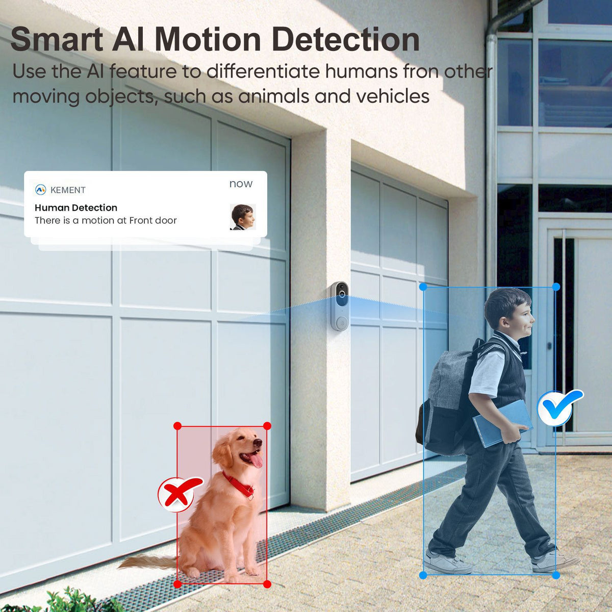 M50 Beige 1080P Wireless Video Doorbell Camera with USB Chime Smart WiFi Security System 2-Way Audio Night Vision Motion Detection IP65 Waterproof