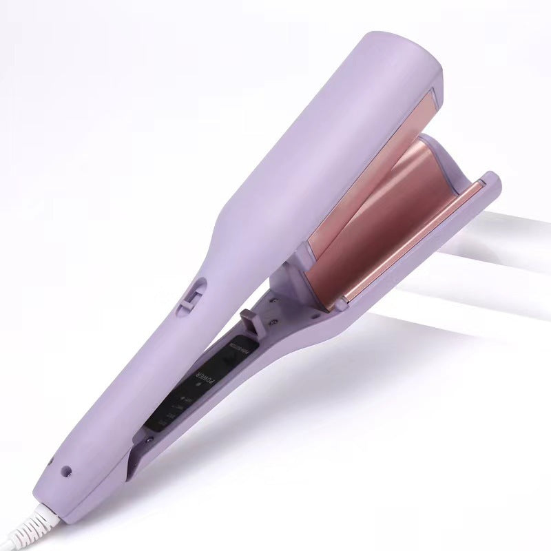 32mm French Style Hair Waver Curler Mermaid Waves Iron V-Shape Barrel Negative Ion Fast Heating Styling Tool Purple AU Plug