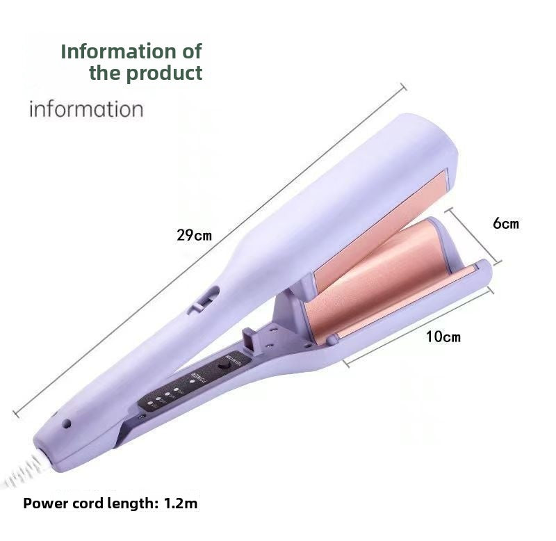 32mm French Style Hair Waver Curler Mermaid Waves Iron V-Shape Barrel Negative Ion Fast Heating Styling Tool Pink AU Plug
