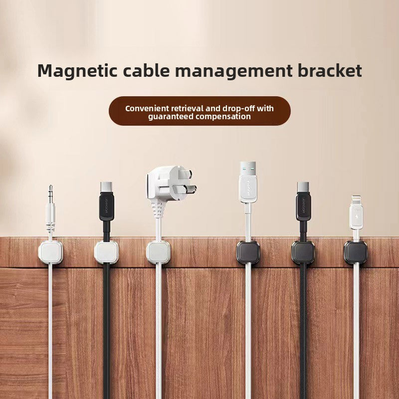 White 6-Pack Magnetic Cable Organiser Clips Desktop Cord Management for Phone Charger USB Cable Holder