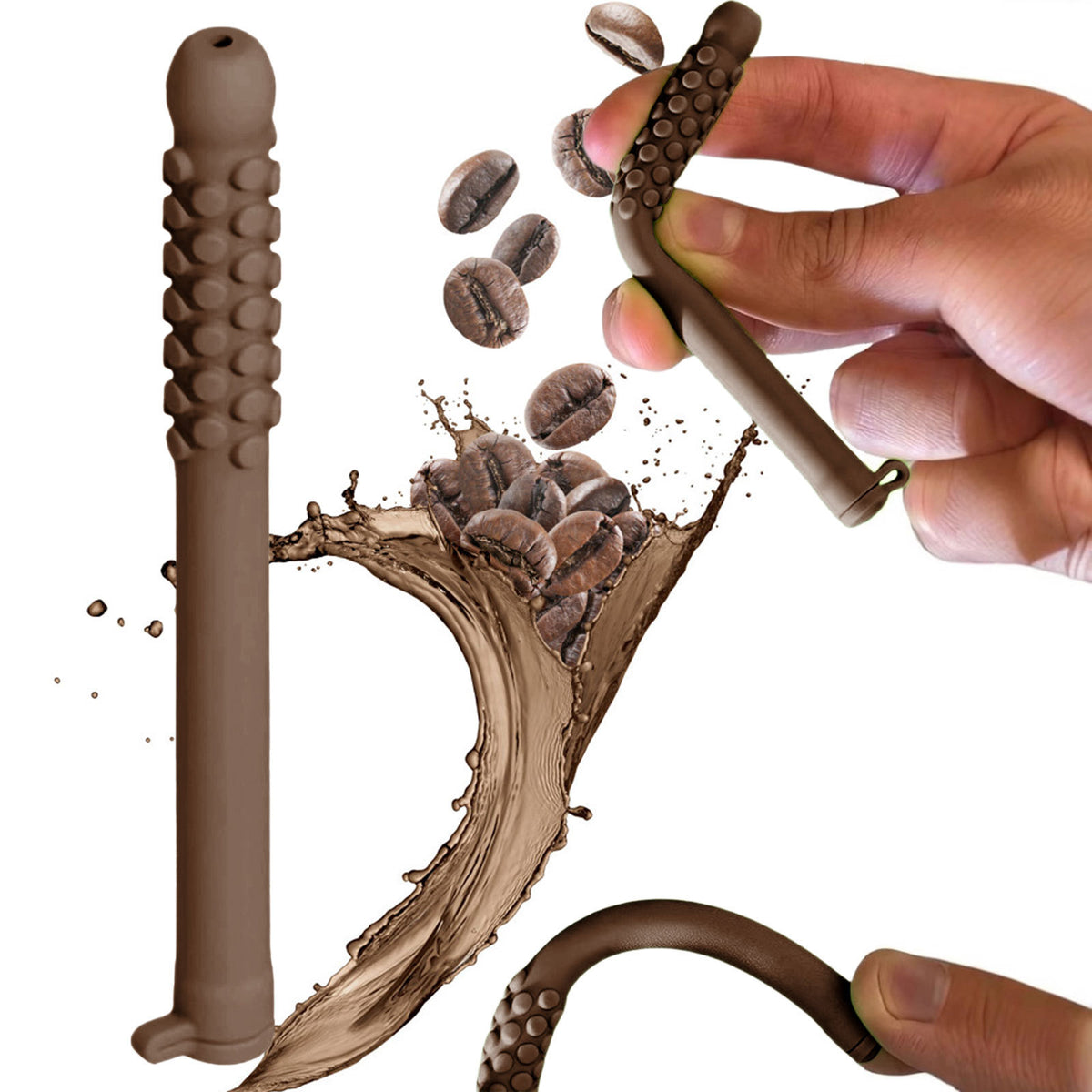 5 Pack Sensory Chew Sticks Coffee Scented Food Grade Silicone Oral Motor Aid Fidget Tubes for Focus and Stress Relief