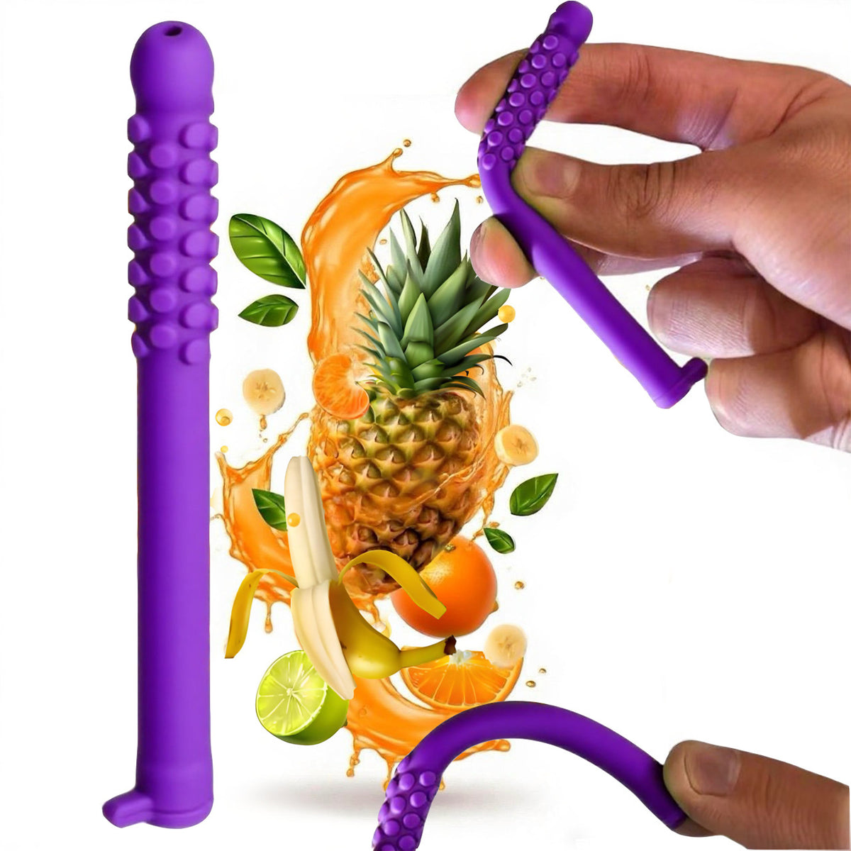 5 Pack Silicone Essential Oil Breathing Stick Chewable Fidget Tube for Stress Relief &amp; Focus Mixed Berry Jam Scent Purple