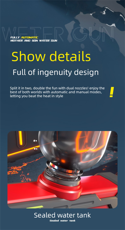 2-in-1 Electric Water Gun Automatic Squirt Blaster Set Detachable Mini Pistol High Capacity Summer Pool Toy Blue Grey