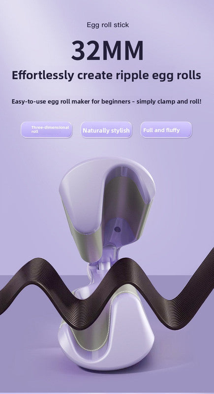 32mm French Style Deep V Hair Waver Mermaid Curls Iron Fast Heating Ceramic Styling Tool for Big Waves Purple AU Plug