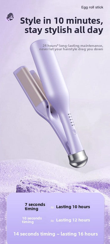 32mm French Style Deep V Hair Waver Mermaid Curls Iron Fast Heating Ceramic Styling Tool for Big Waves Purple AU Plug