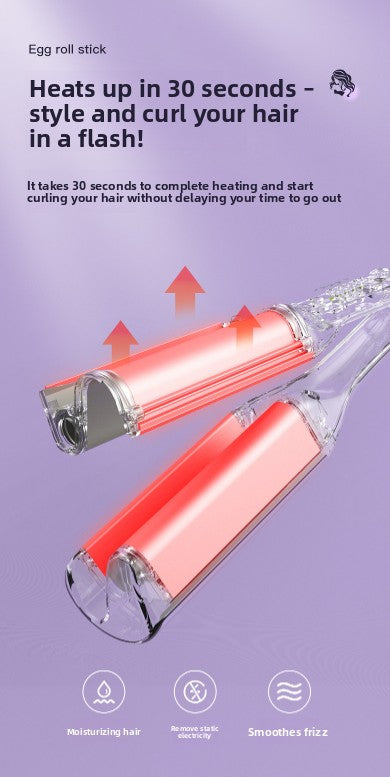 32mm French Style Deep V Hair Waver Mermaid Curls Iron Fast Heating Ceramic Styling Tool for Big Waves Pink AU Plug